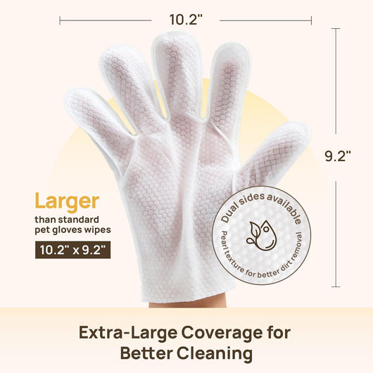 Deodorizing Pet Glove Wipes — Waterless Cleaning for Dogs & Cats