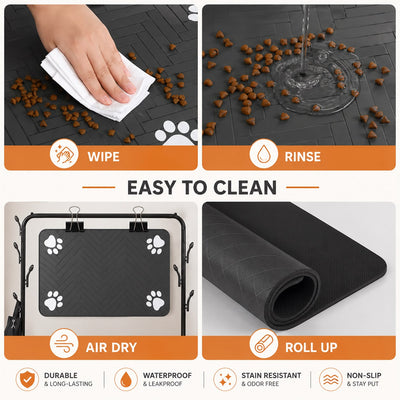 Absorbent Pet Feeding Mat — Non-Slip Dog & Cat Bowl Mat