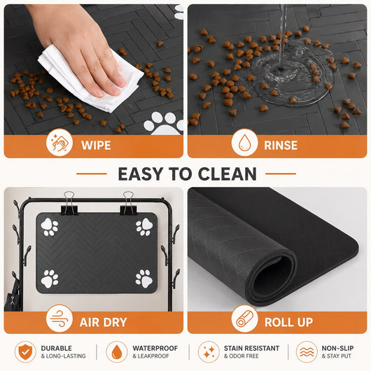 Absorbent Pet Feeding Mat — Non-Slip Dog & Cat Bowl Mat