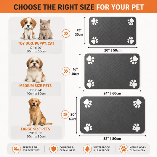 Absorbent Pet Feeding Mat — Non-Slip Dog & Cat Bowl Mat